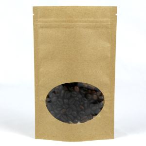 Stand Up Kraft Bolsas de papel con ventana