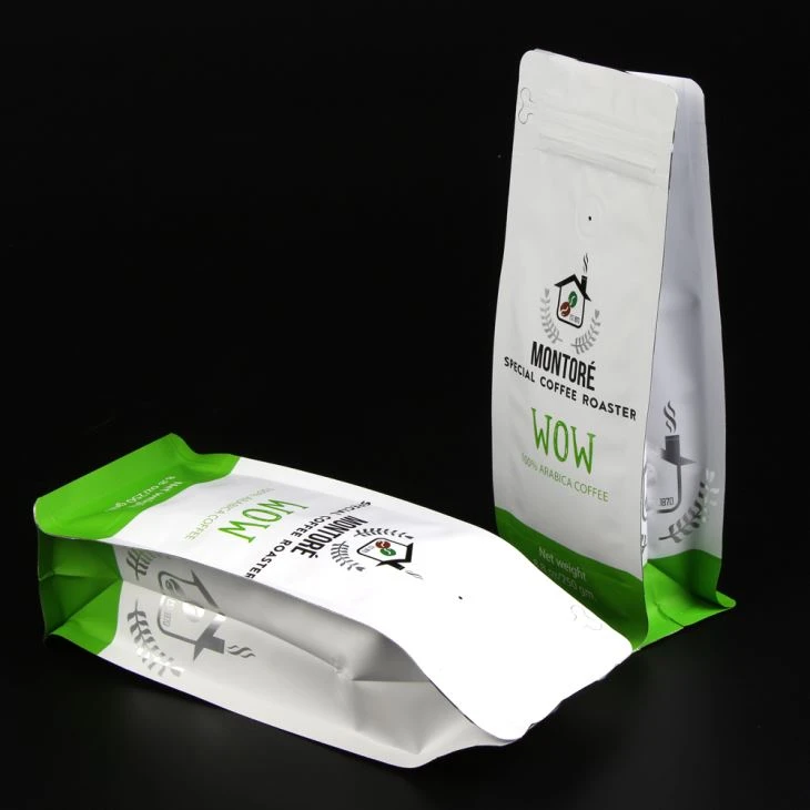 Bolsita de café de aluminio con cremallera y válvula