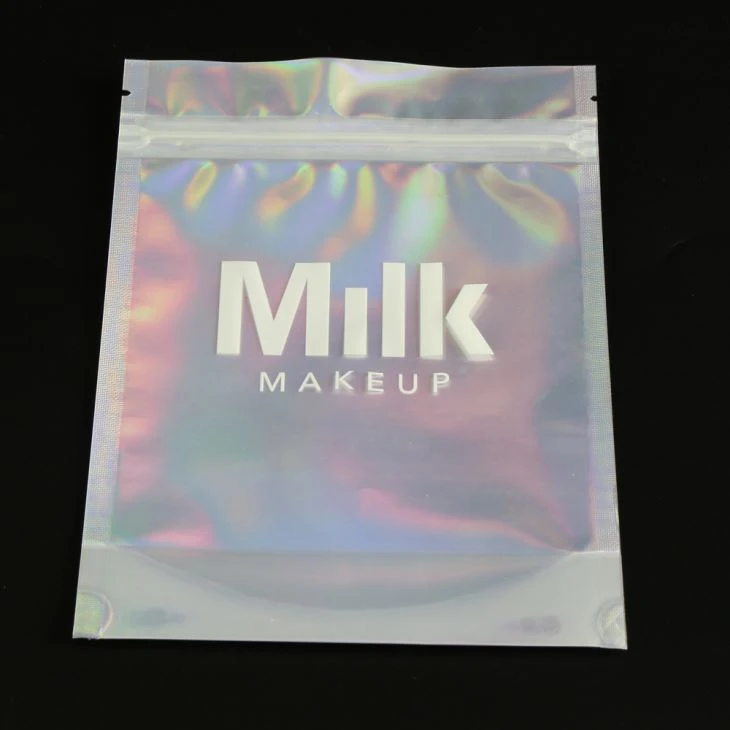 Bolsas de maquillaje de plástico con ventana transparente y cierre de cremallera
