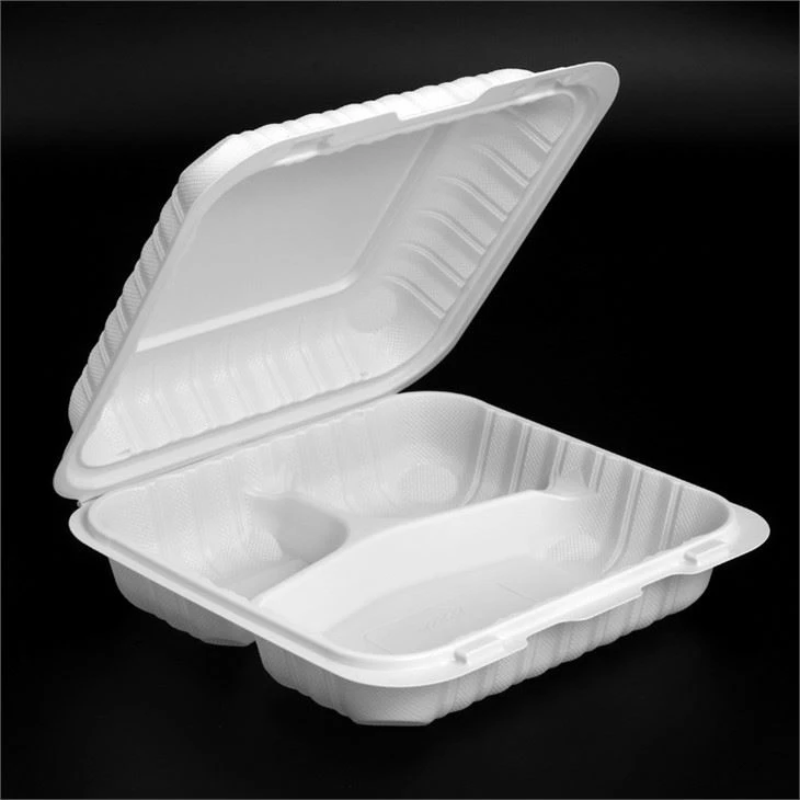 Containes biodegradables amistosos de la cubierta de la comida de Eco de 8x8 pulgadas para llevar la caja con bisagras Togo Containes