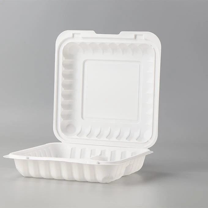 Contenedores con bisagras desechables MFPP de muestras gratuitas de proveedor de China de 9 * 9 pulgadas para alimentos