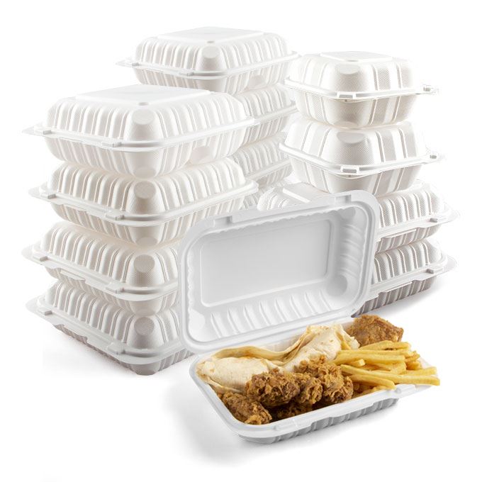 Thermoform 9x6inch Microwavable PP Contenedor de alimentos Desechables para llevar Fiambreras de plástico Bento