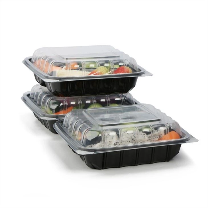 Recipientes de polipropileno para llevar comida delicatessen para microondas Cajas Togo Contenedores de comida con tapa con bisagras para hamburguesas