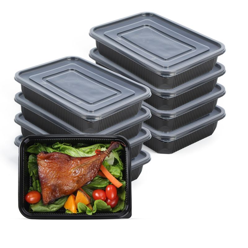Contenedores de alimentos frescos de plástico desechables de 850 ml Caja de e...