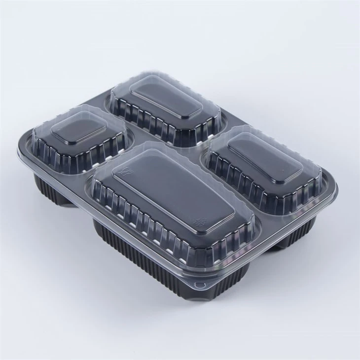 Envase de comida para llevar de plástico de 4 compartimentos