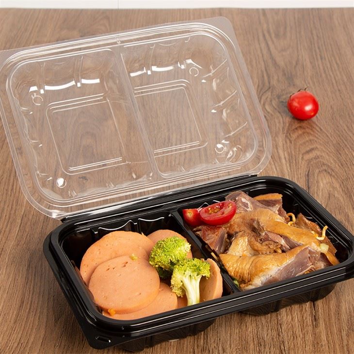 Envase de comida para llevar de dos colores de 9x6 ''
