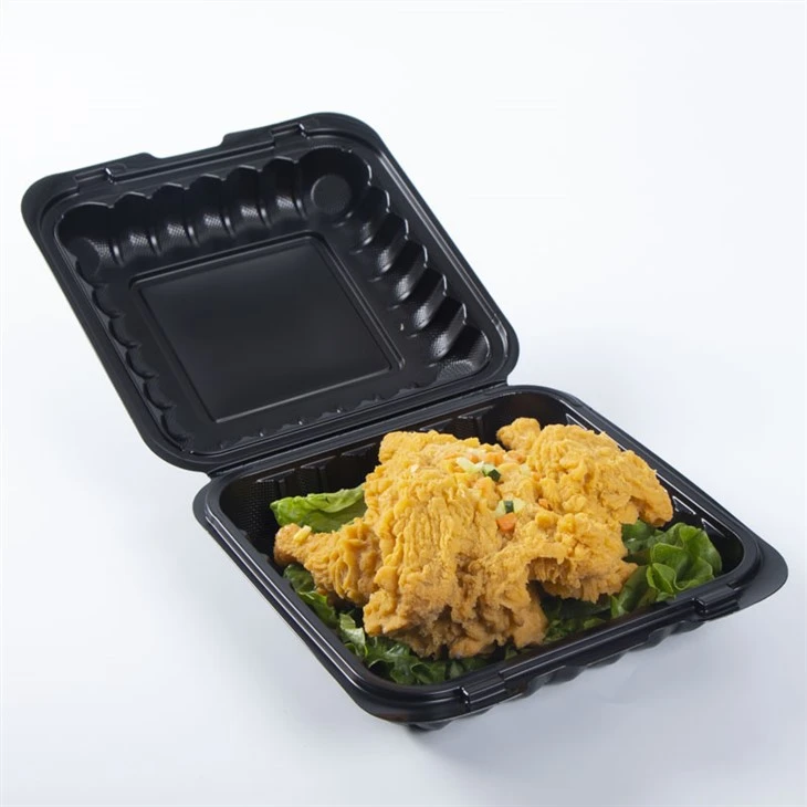 Caja Bento para llevar tipo almeja negra de 9x9"