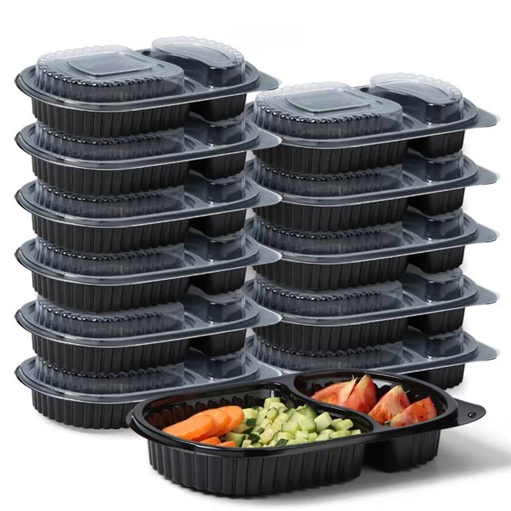 Envases de comida desechables de plástico transparente con bisagras