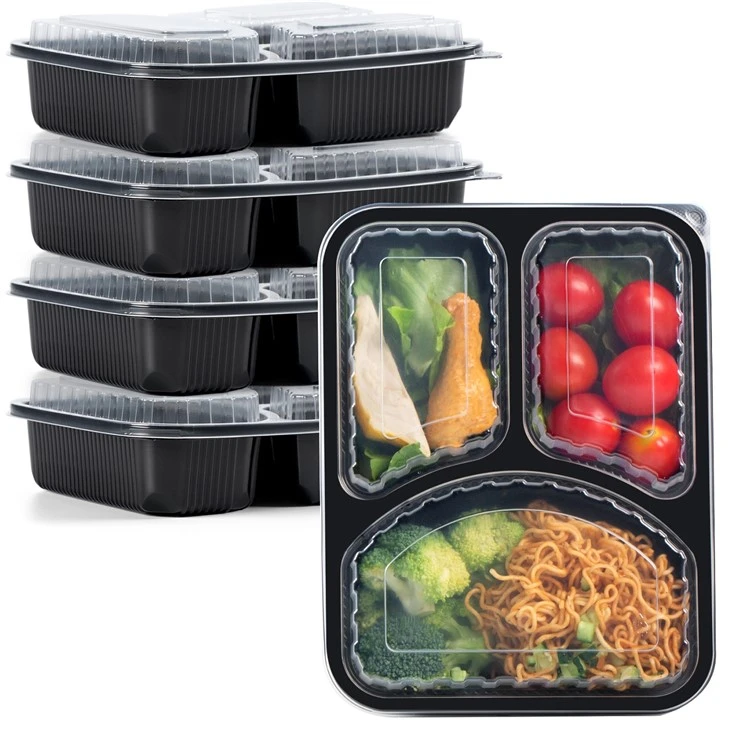 Contenedores de preparación de comidas reutilizables de 3 compartimentos