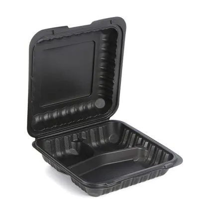 Caja de comida negra de 3 compartimentos MFPP