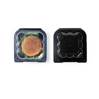 ¿Dónde está la lonchera desechable después de la comida para llevar?