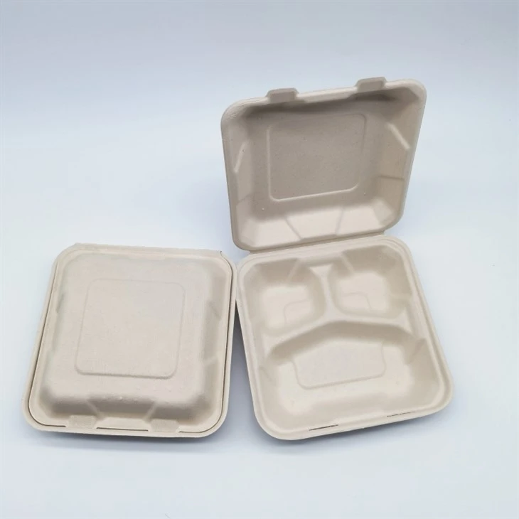 Contenedor de comida de pulpa de papel tipo almeja