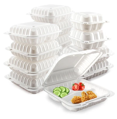 3-Material MFPP biodegradable de la caja de preparación de comidas con compartimentos
