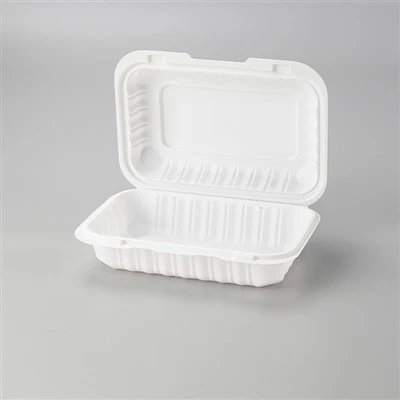 9x6" con bisagras para llevar cajas de comida MFPP contenedores de comida tipo cubierta