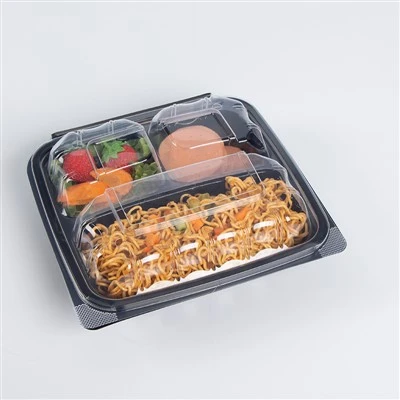 Envase de comida para llevar con tapa con bisagras de 9x9 ''
