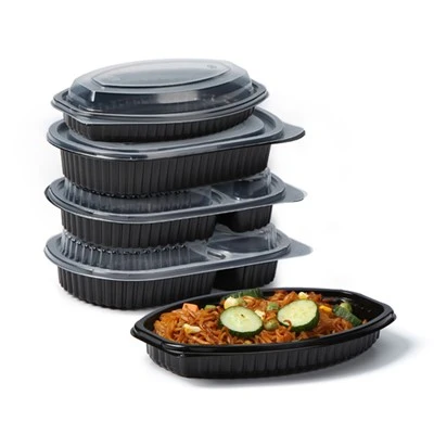 Recipientes negros para preparación de comidas, 16 oz