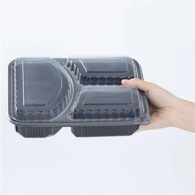 Envases de comida tipo almeja de plástico negro