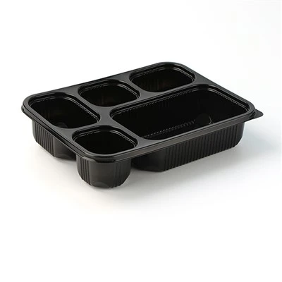 Recipientes de preparación de comidas transparentes de plástico negro