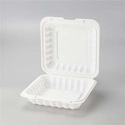 Contenedores de comida plegables MFPP de 8x8 pulgadas con bisagras para llevar