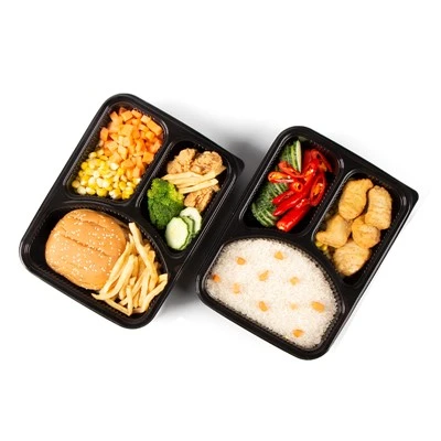 Recipiente de comida para llevar dividido con tapas