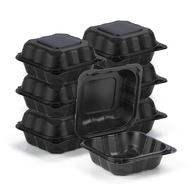 Contenedor de plástico para llevar con bisagras
