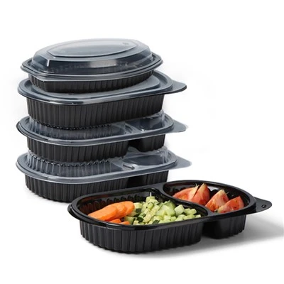 Recipiente de preparación de comidas ovalado reutilizable de plástico