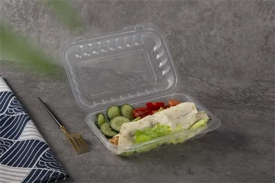 Caja transparente para llevar tipo almeja