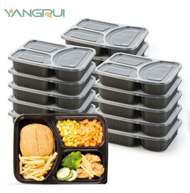 Contenedor de preparación de alimentos de 3 compartimentos a prueba de fugas