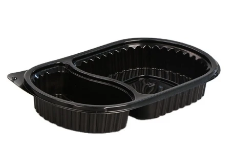Caja de almacenamiento de alimentos ovalada de 2 compartimentos