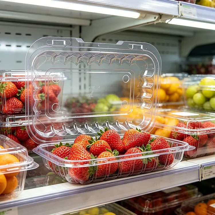clear hinged containers